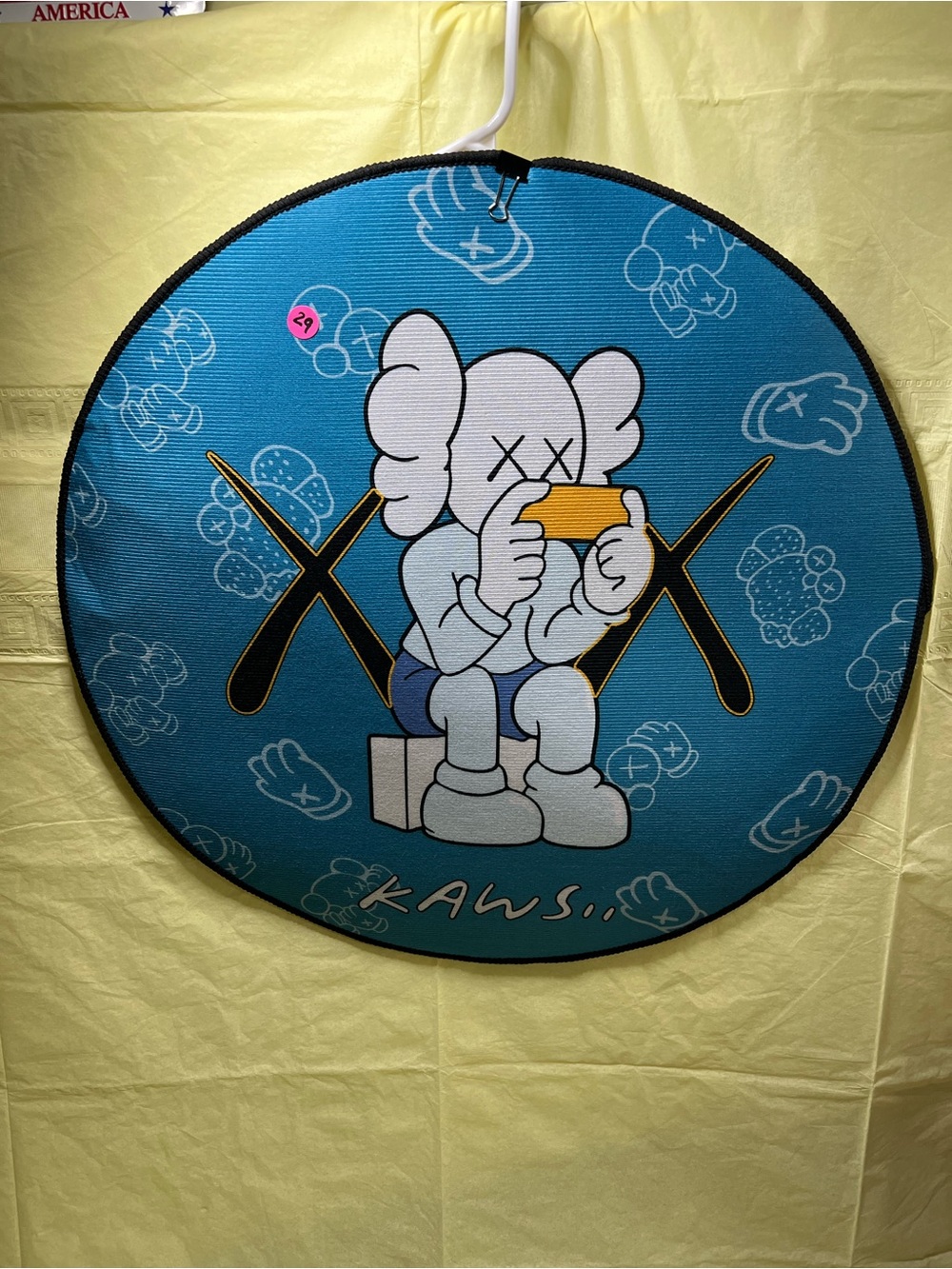 KAWS Blue and Yellow Round Custom Rug